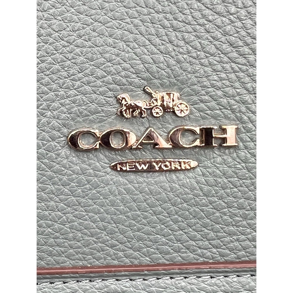 Coach Pebble Leather Taylor Tote Shoulder Bag Aqua Blue Authentic - Picture 7 of 15